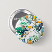Tropisches Sommer Ananas-Papageien-Vogel-Aquarell Button (Vorne & Hinten)