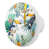 Tropisches Sommer Ananas-Papageien-Vogel-Aquarell Keramikknauf (Rechts)