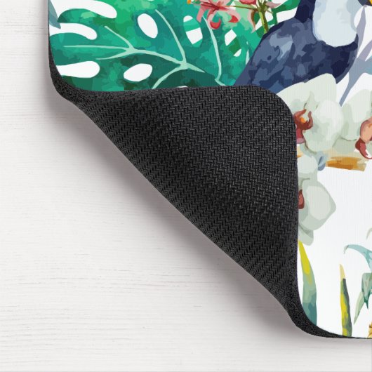 Tropisches Sommer Ananas-Papageien-Vogel-Aquarell Mousepad (Ecke)