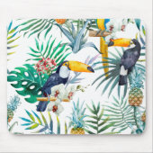 Tropisches Sommer Ananas-Papageien-Vogel-Aquarell Mousepad (Vorne)
