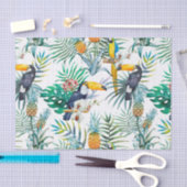 Tropisches Sommer Ananas-Papageien-Vogel-Aquarell Seidenpapier (Handwerk)