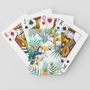 Tropisches Sommer Ananas-Papageien-Vogel-Aquarell Spielkarten