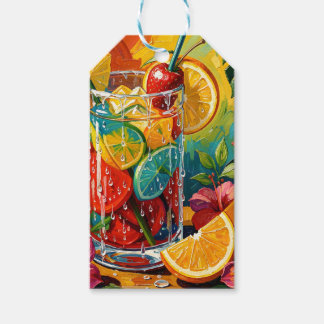 Tropisches Sommer-Cocktail-Impasto-Ölgemälde Geschenkanhänger