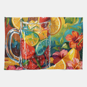Tropisches Sommer-Cocktail-Impasto-Ölgemälde Geschirrtuch