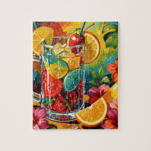 Tropisches Sommer-Cocktail-Impasto-Ölgemälde Puzzle