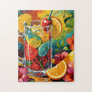 Tropisches Sommer-Cocktail-Impasto-Ölgemälde Puzzle