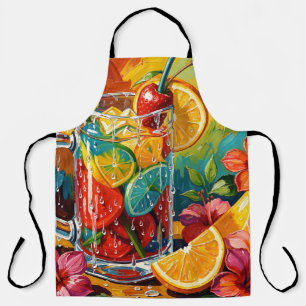 Tropisches Sommer-Cocktail-Impasto-Ölgemälde Schürze