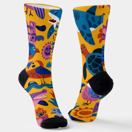 Tropisches Sommer Muster Crew Socken Geschenk (Gewinkelt)
