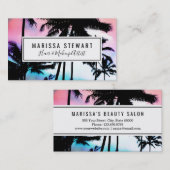 Tropisches Sommer-Palme-Rosa-blauer Visitenkarte (Vorne/Hinten)