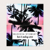 Tropisches Sommer-Palme-Rosa-blauer Visitenkarten (Außenseite Aufgefaltet)