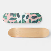 Tropisches Sommer-Rosa-Grün verlässt Skateboard (Horizontal)