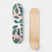 Tropisches Sommer-Rosa-Grün verlässt Skateboard (Vorderseite)