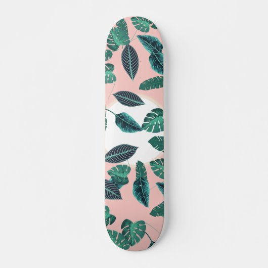 Tropisches Sommer-Rosa-Grün verlässt Skateboard (Vorne)