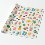 Tropisches Sommer-Strandmuster-Wrap-Papier Geschenkpapier (Ungerollt)