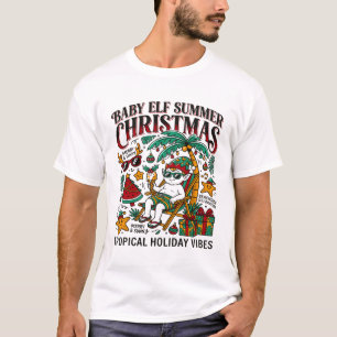 Tropisches Sommer-Weihnachtsbaby-Elfe am Strand T-Shirt