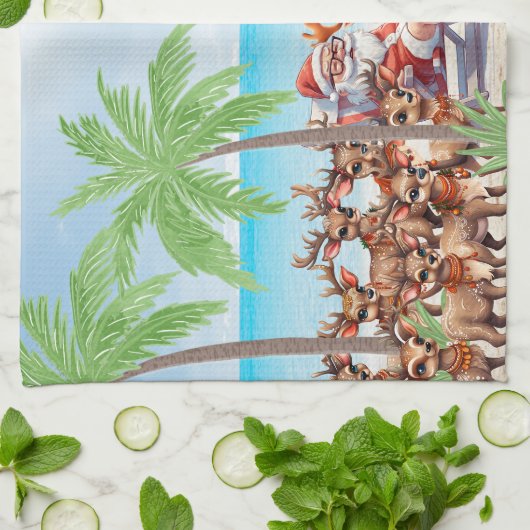 Tropisches Sommerfest Weihnachten im Juli Party Geschirrtuch (Gefaltet)