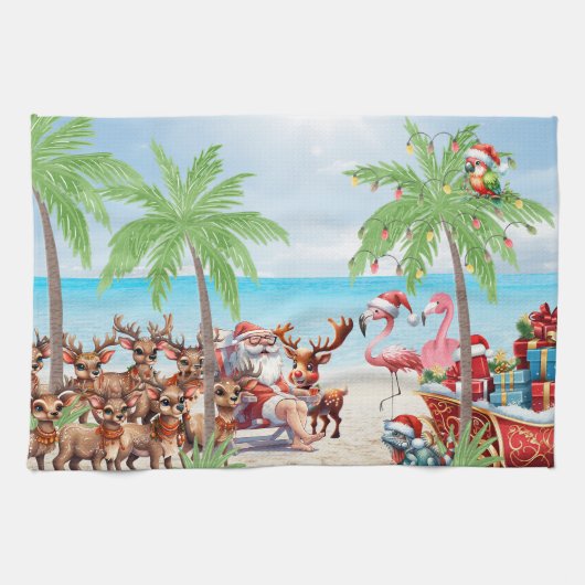 Tropisches Sommerfest Weihnachten im Juli Party Geschirrtuch (Horizontal)