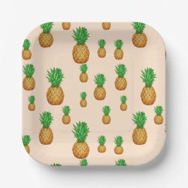 TROPISCHES SOMMERFRUCHT Ananas Scheibe  Muster Pappteller