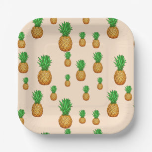 TROPISCHES SOMMERFRUCHT Ananas Scheibe  Muster Pappteller