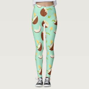 Tropisches Sommerfrucht-Kokosmuster Niedlicher Som Leggings