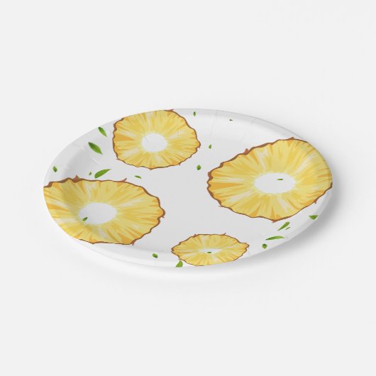 TROPISCHES SOMMERFRÜCHTE Ananas Slice Muster Pappteller (Schrägansicht)