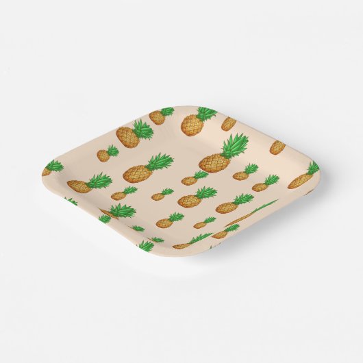 TROPISCHES SOMMERFRÜCHTE Ananas-Slice Muster Pappteller (Gewinkelt)