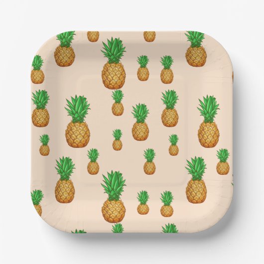 TROPISCHES SOMMERFRÜCHTE Ananas-Slice Muster Pappteller (Vorderseite)