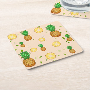 TROPISCHES SOMMERFRÜCHTE Ananas Slice Muster Rechteckiger Pappuntersetzer