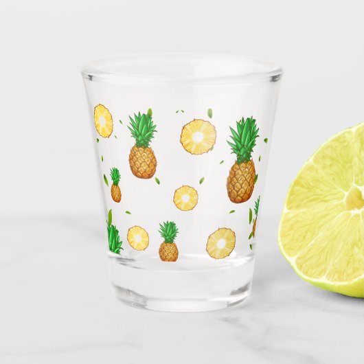 TROPISCHES SOMMERFRÜCHTE Ananas Slice Muster Schnapsglas (Vorderseite)