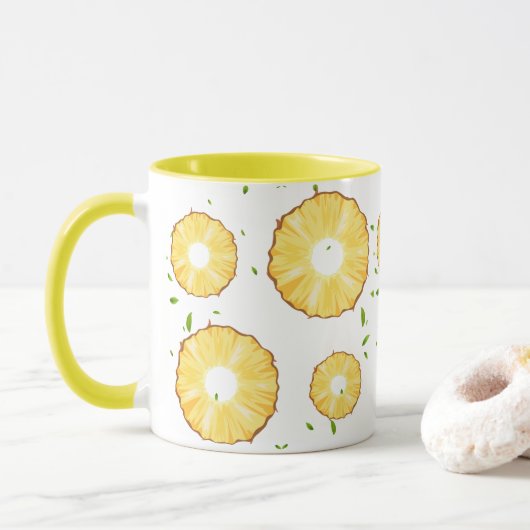 TROPISCHES SOMMERFRÜCHTE Ananas Slice Muster Tasse (Mit Donut)