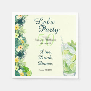 Tropisches Sommergelb Cocktail 50. Geburtstag Serviette