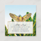 Tropisches Sommergelbes Papagei-Bird-Banana-Blätte Quadratische Visitenkarte (Rückseite)