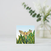 Tropisches Sommergelbes Papagei-Bird-Banana-Blätte Quadratische Visitenkarte (Stehend Vorderseite)