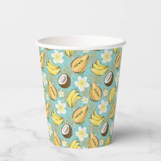 Tropisches Sommerkulstmuster Pappbecher (Rückseite)