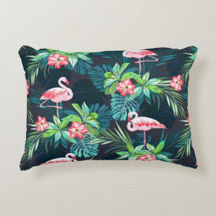 Tropisches Sommernahtloses Muster mit Flamingo bir Dekokissen