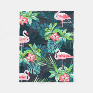 Tropisches Sommernahtloses Muster mit Flamingo bir Fleecedecke