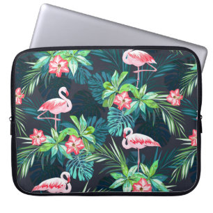 Tropisches Sommernahtloses Muster mit Flamingo bir Laptopschutzhülle