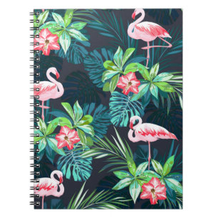 Tropisches Sommernahtloses Muster mit Flamingo bir Notizblock
