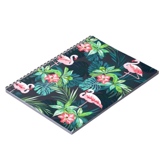 Tropisches Sommernahtloses Muster mit Flamingo bir Notizblock (Linke Seite)