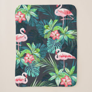 Tropisches Sommernahtloses Muster mit Flamingo bir Sherpadecke