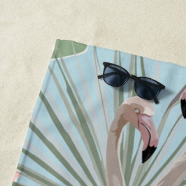 Tropisches Sommerthema Flamingo niedlich Blau mode Strandtuch