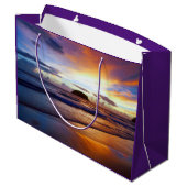 Tropisches Sonnenuntergang-Strand-Ufer Große Geschenktüte (Rückseite Schrägansicht)