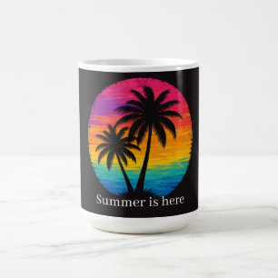 Tropisches Sonnenuntergangs-Palmen Retro-Design Kaffeetasse