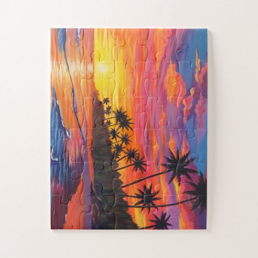 Tropisches Sonnenuntergangs-Puzzle Puzzle (Vertikal)