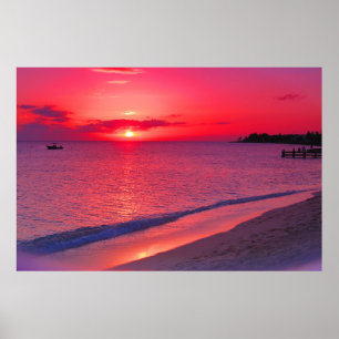 Tropisches Sonnenuntergangsstrand Großes Wandposte Poster