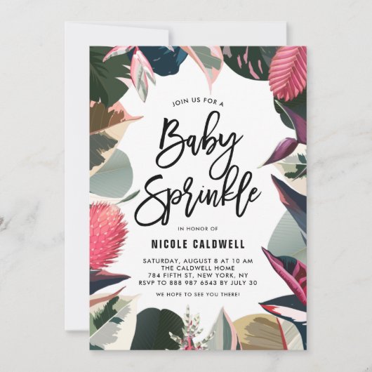 Tropisches Sortiment an Hauspflanzen Baby Sprinkle Einladung (Vorderseite)