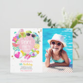 Tropisches Splish Splash Pool Party Bash Birthday Einladung (Stehend Vorderseite)