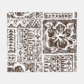 Tropisches Stammkunstmuster indigener hawaiianisch Fleecedecke (Vorderseite (Horizontal))