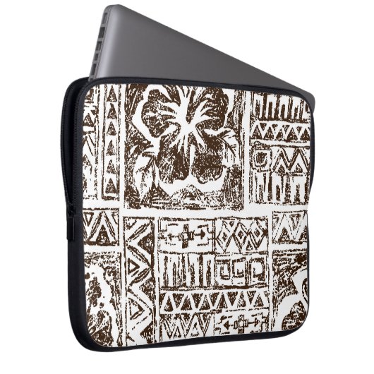 Tropisches Stammkunstmuster indigener hawaiianisch Laptopschutzhülle (Vorne Rechts)