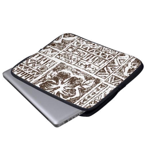 Tropisches Stammkunstmuster indigener hawaiianisch Laptopschutzhülle (Vorne Knopf)